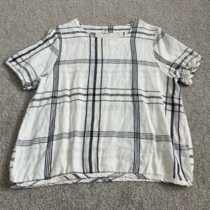 Chic Black & White Windowpane Plaid Blouse - 100% Cotton